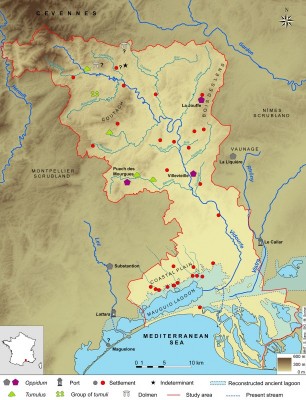 Figure 4. Distribution of settlement in the Vidourle valley in the sixth century BC (© S. Sanz & M. Scrinzi).